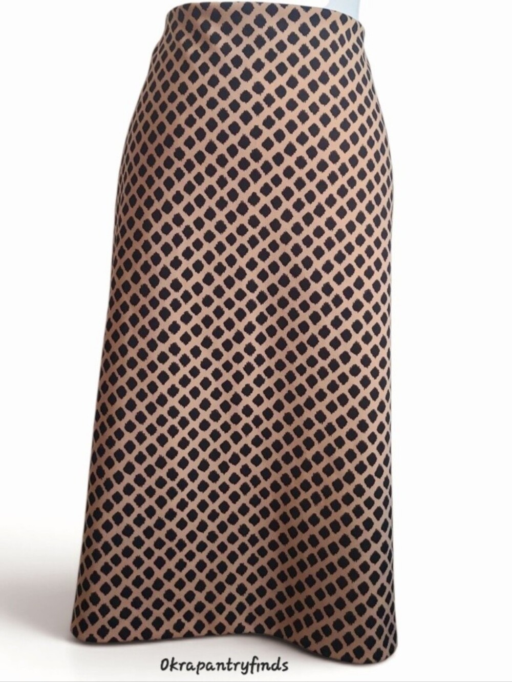 New York & Company Beige Pencil Skirt with Black Lattice Print, Size 10